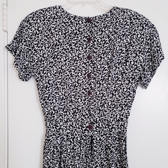 Vintage Warren Black and White Print Dress - Picture 9 of 16